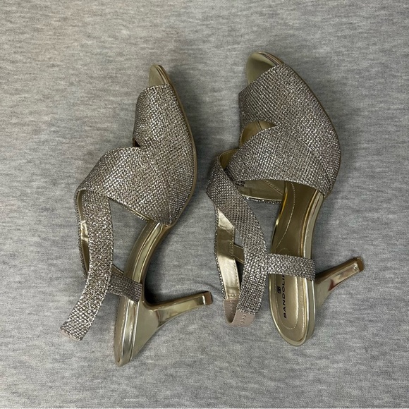 Bandolino Silver Heels with Peep-Toe and Ankle Strap - Picture 5 of 6